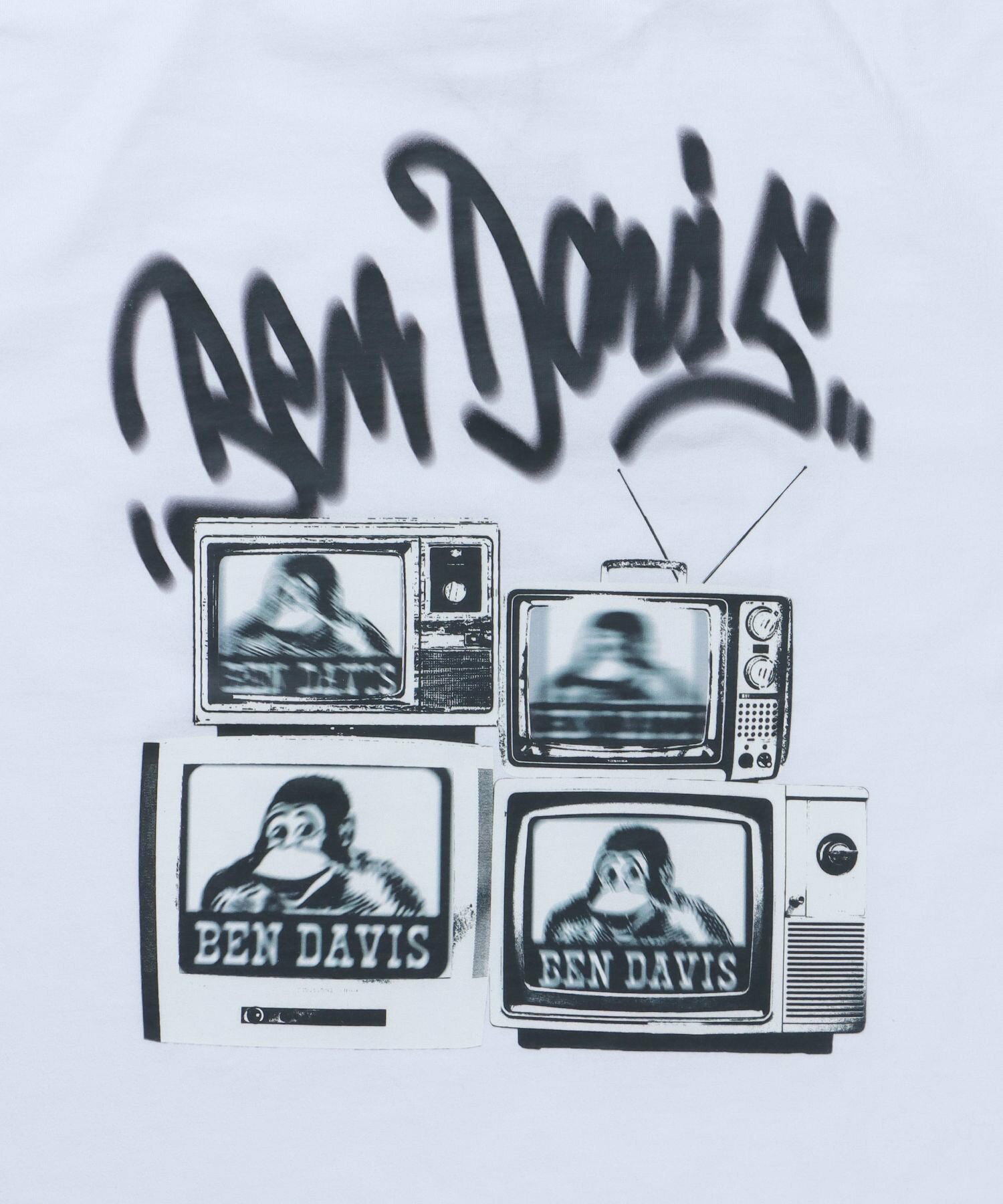 【BEN DAVIS(ベンデイビス)】TV FUZZ VNTG TEE / クルーネック 半袖Tシャツ バップリント Tシャツ フェード ヴィンテージライク